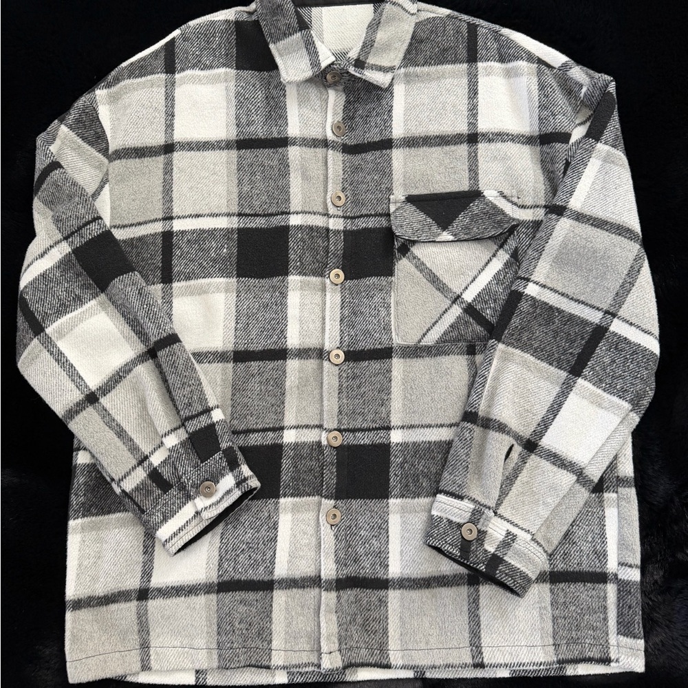 SHEIN Black and White Plaid Shirt